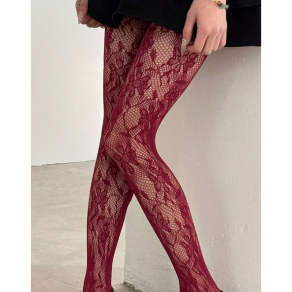 F'L Γυναικείο Διχτυωτό Καλσόν με Φλοράλ Μοτίβο