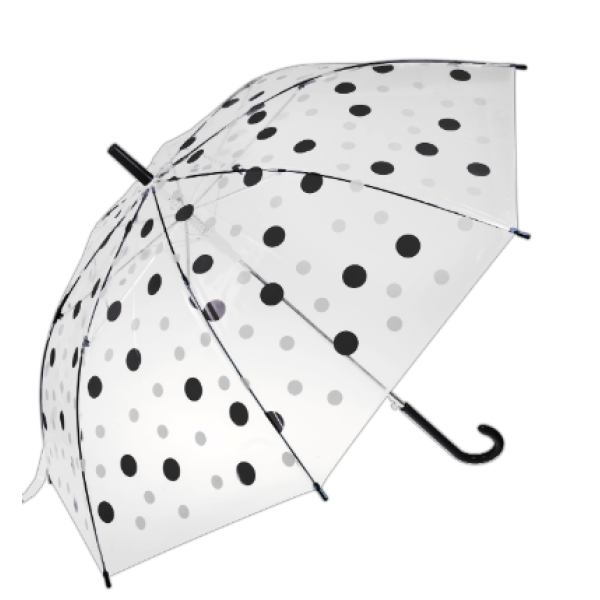 Shade Master Ομπρέλα με Μπαστούνι Αυτόματη Διάφανη με Μαύρο Πουά