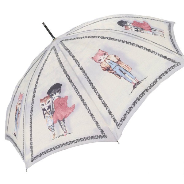 Perletti Αυτόματη Ομπρέλα Βροχής Αντιανεμική με Μπαστούνι -Γάτα