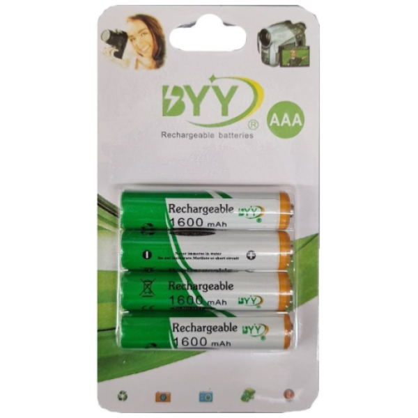 BYY Επαναφορτιζόμενες Μπαταρίες AAA Ni-MH 1600 mAh 1.2V