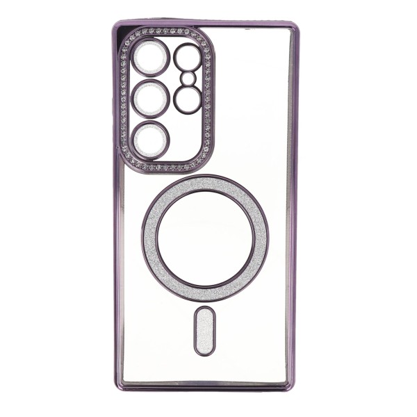 Back Cover Θήκη Σιλικόνης Με Τζαμάκι Κάμερας, Magsafe, Στρασάκια Και Γκλίτερ (Samsung Galaxy S24 Ultra) Αξεσουάρ Κινητών/Tablet