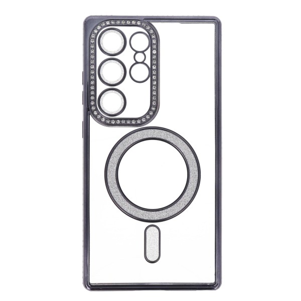 Back Cover Θήκη Σιλικόνης Με Τζαμάκι Κάμερας, Magsafe, Στρασάκια Και Γκλίτερ (Samsung Galaxy S24 Ultra)