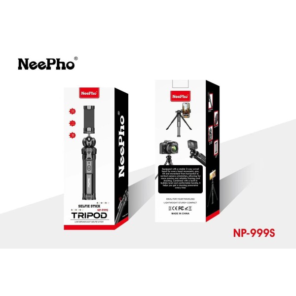 NeePho NP-999S Ρυθμιζόμενο Tρίποδο Selfie Stick Mε Tηλεχειριστήριο Bluetooth