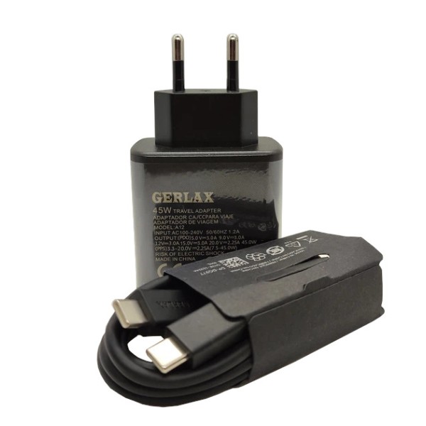 GERLAX A12 Φορτιστής PD με Θύρα Type C Με Καλώδιο Type-C σε Type-C 45W