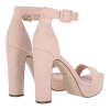 Ideal Shoes Γυναικεία Καστόρ Πέδιλα με Χοντρό Τακούνι σε Μπεζ Χρώμα