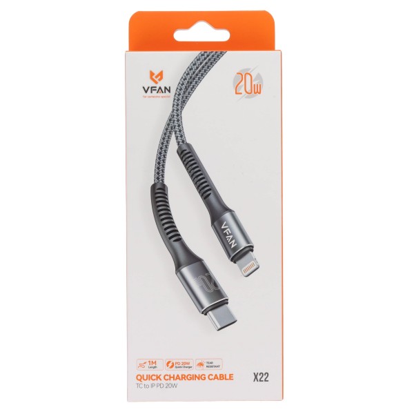 Vfan X22 Καλώδιο Φόρτισης USB-C σε Lightning 1m 20w Αξεσουάρ Κινητών/Tablet