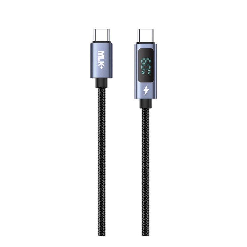 MLK+ X323C-C USB-C σε USB-C Καλώδιο Φόρτισης 60W 1m Μαύρο