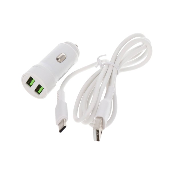 Earldom ES-CC23 Σετ Φορτιστής Αυτοκινήτου Με 2 Θύρες USB-C & Καλώδιο Type-C Αξεσουάρ Κινητών/Tablet