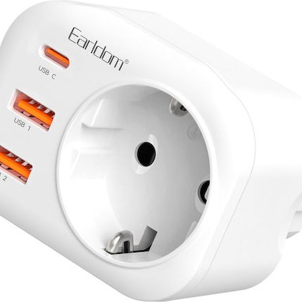 Earldom SC18 Αντάπτορας Πρίζας με 2 Θύρες USB-A & 1 Θύρα USB-C