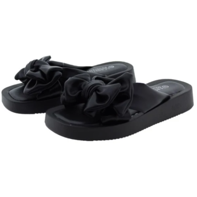 La Bottine/ Souriante Γυναικεία Παντόφλα Flatforms Με Φιόγκο Δερματίνη