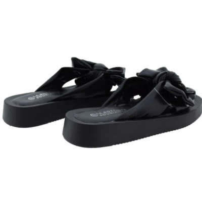 La Bottine/ Souriante Γυναικεία Παντόφλα Flatforms Με Φιόγκο Δερματίνη