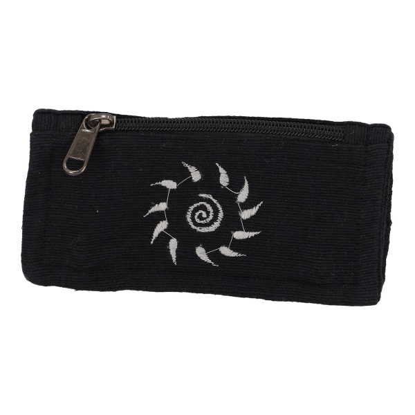 Καπνοθήκη Υφασμάτινη Μαύρη Με Σχέδιο Ήλιος