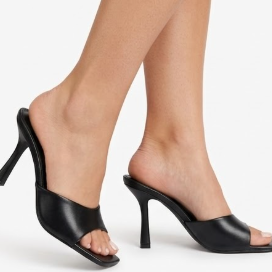 Ideal Shoes Γυναικείο Mules Mε Λεπτό Τακούνι από Δερματίνη