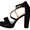 CHC SHOES Γυναικείο Πέδιλο Σουέτ με Χοντρό Τακούνι και Φιάπα