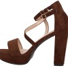 CHC SHOES Γυναικείο Πέδιλο Σουέτ με Χοντρό Τακούνι και Φιάπα