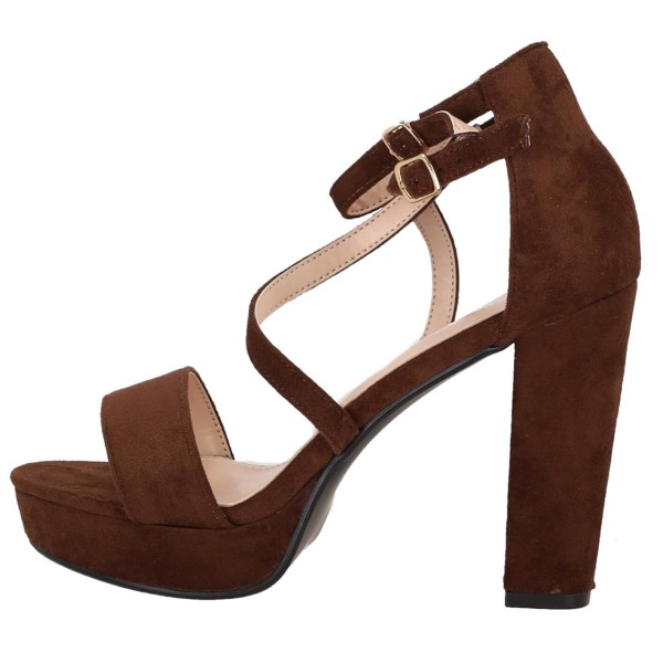 CHC SHOES Γυναικείο Πέδιλο Σουέτ με Χοντρό Τακούνι και Φιάπα Γυναικεία παπούτσια