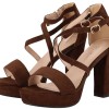 CHC SHOES Γυναικείο Πέδιλο Σουέτ με Χοντρό Τακούνι και Φιάπα