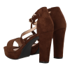 CHC SHOES Γυναικείο Πέδιλο Σουέτ με Χοντρό Τακούνι και Φιάπα