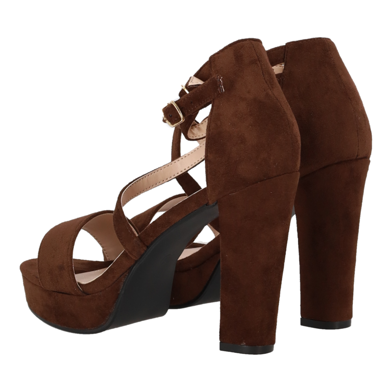 CHC SHOES Γυναικείο Πέδιλο Σουέτ με Χοντρό Τακούνι και Φιάπα