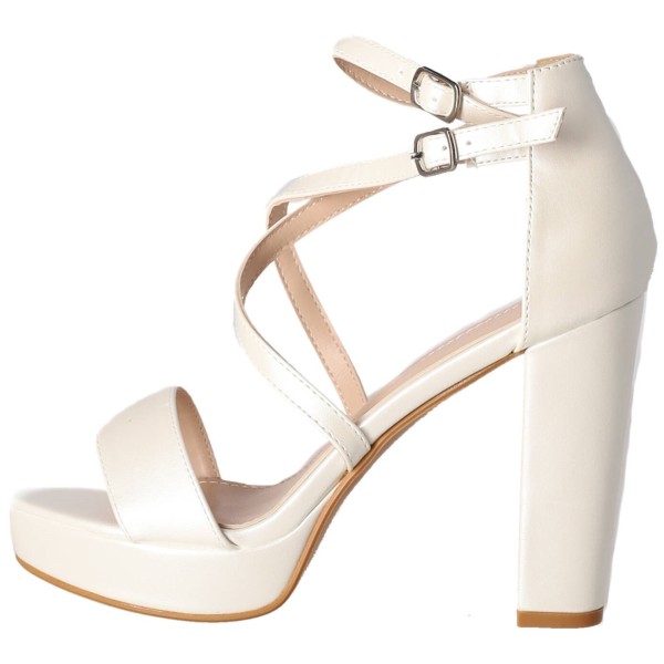 CHC SHOES Γυναικείο Πέδιλο από Δερματίνη  με Χοντρό Τακούνι και Φιάπα Γυναικεία παπούτσια