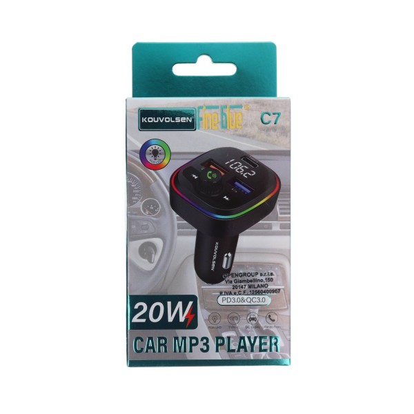 Kouvolsen C7 Φορτιστής Αυτοκινήτου Bluetooth FM Transmitter MP3 Player Αξεσουάρ Κινητών/Tablet
