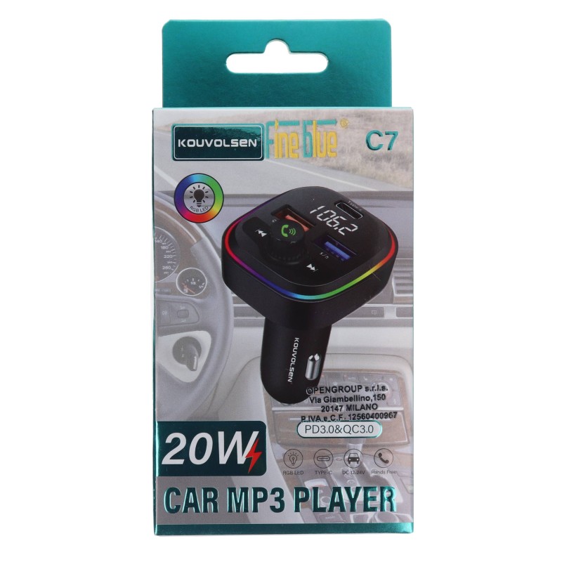 Kouvolsen C7 Φορτιστής Αυτοκινήτου Bluetooth FM Transmitter MP3 Player