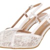 Bella Νυφική Γόβα Slingback από Δαντέλα με Floral Μοτίβα