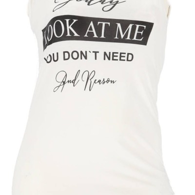 OEM Γυναικεία Λευκή Αμάνικη Μπλόύζα -Look At Me