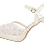 New Collection Νυφική Γόβα Slingback με Ψηλό Λεπτό Τακούνι και Floral Μοτίβο με Πέρλες
