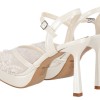 New Collection Νυφική Γόβα Slingback με Ψηλό Λεπτό Τακούνι και Floral Μοτίβο με Πέρλες
