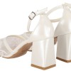 New Collection Νυφική Γόβα με Χοντρό Τακούνι και Λεπτομέρεια με Πέρλες