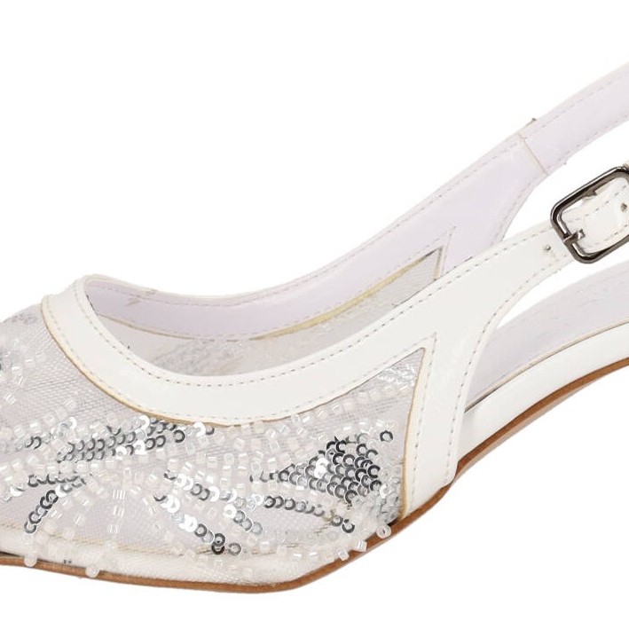 New Collection Νυφική Γόβα Slingback με Πέρλες