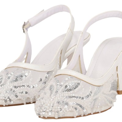 New Collection Νυφική Γόβα Slingback με Πέρλες
