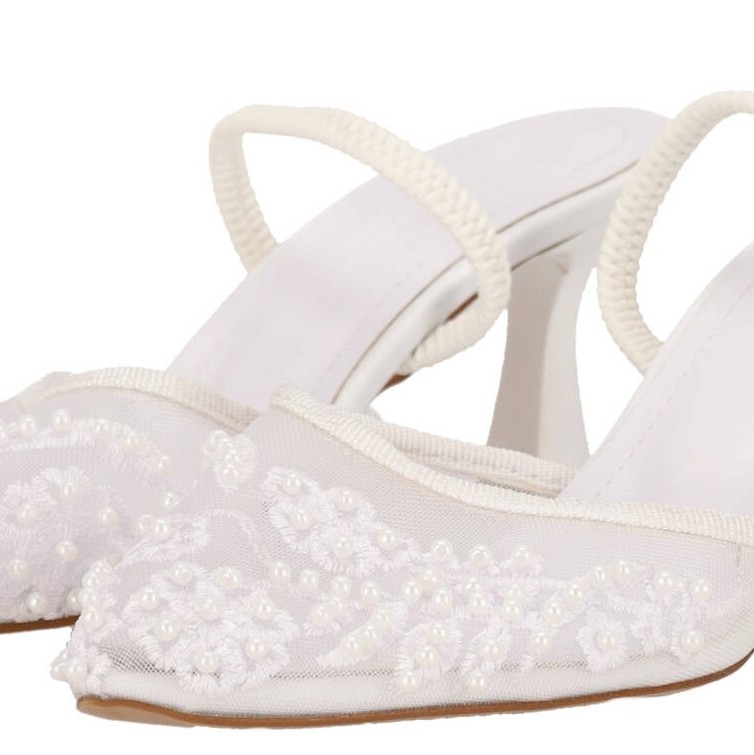 New Collection Νυφική Γόβα Slingback με Πέρλες