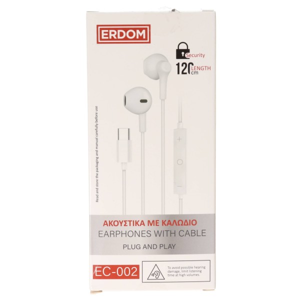Erdom EC-002 Ακουστικά Με Βύσμα USB-C