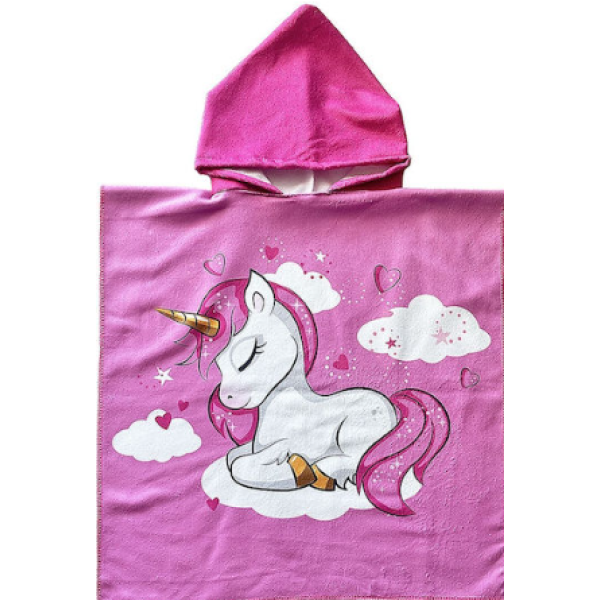 Summer Tiempo Πόντσο Παιδικό Θαλάσσης Microfiber -Unicorn 60x120cm