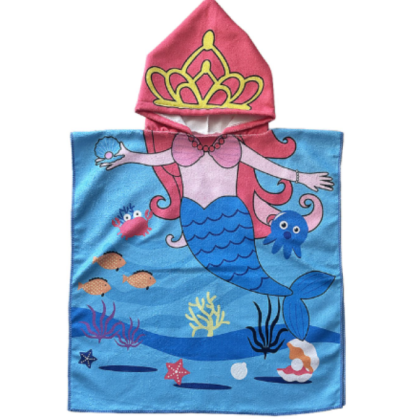 Summer Tiempo Πόντσο Παιδικό Θαλάσσης Microfiber -Γοργόνα 60x120cm