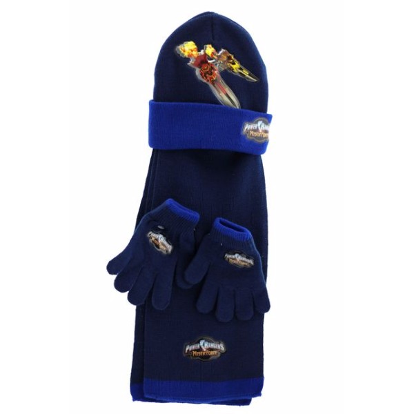 Παιδικό σετ σκουφί κασκόλ & γάντια “Power Rangers” Μπλε Χρώμα