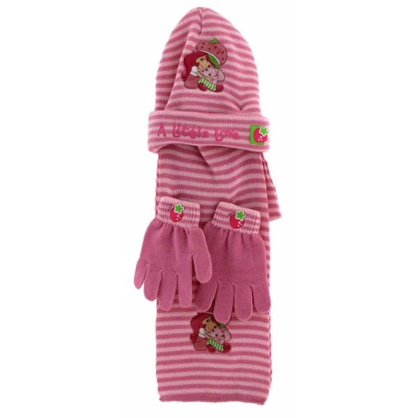 Παιδικό σετ σκουφί κασκόλ & γάντια “Strawberry Shortcake” Ροζ Χρώμα