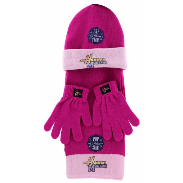“Hannah Montana” Pop star Cap scarf & gloves set Pink Color