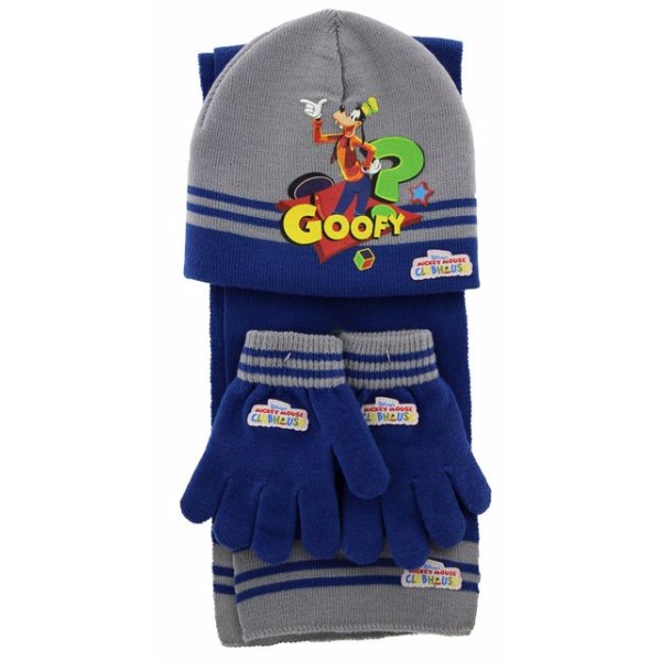 Γκρι-Μπλε Παιδικό σετ σκουφί κασκόλ & γάντια “GOOFY” Stamion