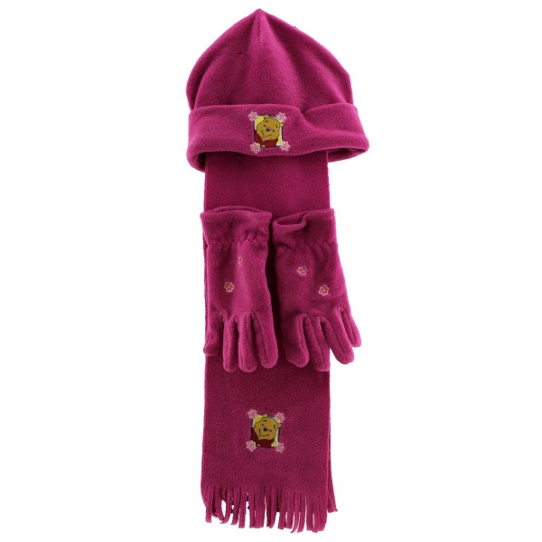 Ροζ Παιδικό Σετ σκουφί κασκόλ & γάντια fleece 
