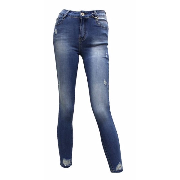 Blue High rise jeans with rips