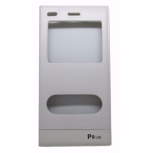Θήκη Book Δερματίνης Με Call Display Και Δυνατότητα Απάντησης Άσπρο (Huawei P8 Lite)