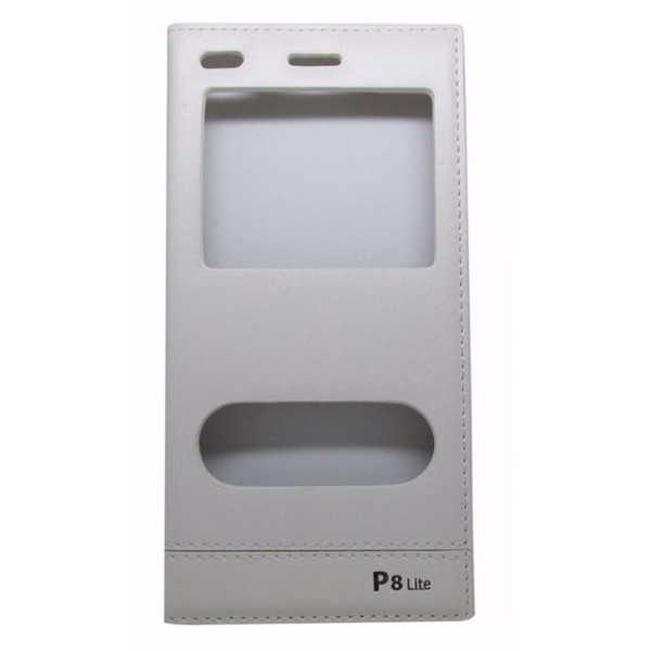 Θήκη Book Δερματίνης Με Call Display Και Δυνατότητα Απάντησης Άσπρο (Huawei P8 Lite)