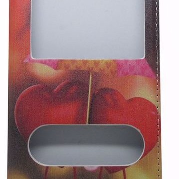 Θήκη Book Δερματίνης Με Call Display, Δυνατότητα Απάντησης Και Σχέδιο Καρδιές (Huawei P8 Lite)