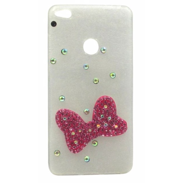 Mekin Back Cover Θήκη Σιλικόνης Διάφανη Με Στρασάκια Και Σχέδιο Φιόγκος (Huawei P8 Lite 2017 & Huawei P9 Lite 2017 & Honor 8 Lite)