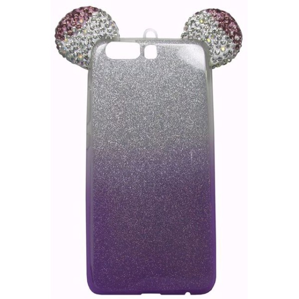 Coolyer Back Cover Θήκη Σιλικόνης Με Αυτάκια Στρας Και Πλάτη Γκλίτερ (Huawei P10)