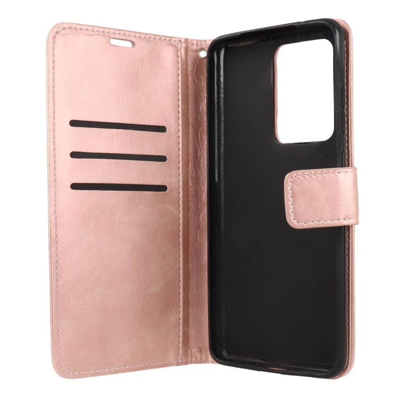 Θήκη Book Wallet Πορτοφόλι Με Μαγνητικό Κούμπωμα Ροζ Χρυσό (Samsung Galaxy S20 Ultra)
