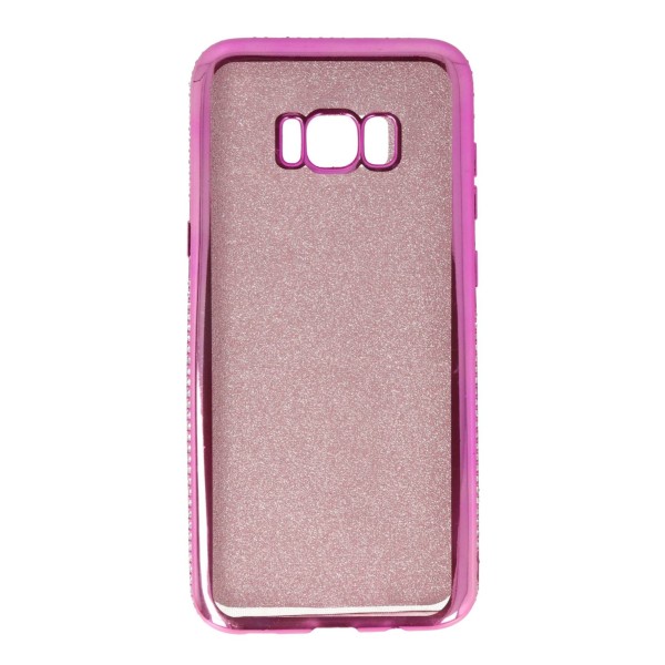 Coolyer Back Cover Θήκη Σιλικόνης Με Στρασάκια Στις Άκρες Και Πλάτη Γκλίτερ Φούξια (Samsung Galaxy S8 Plus)